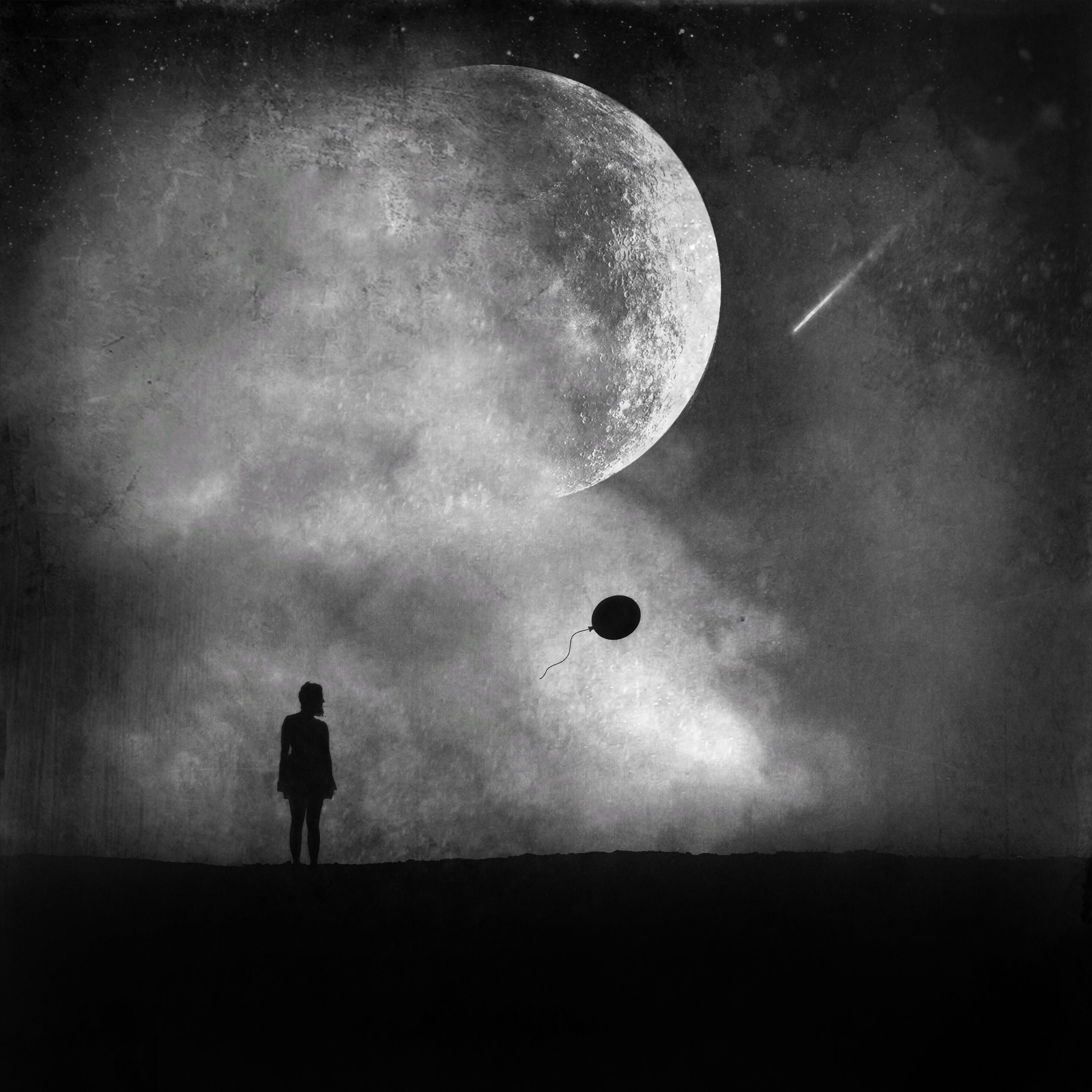 Letting Go PRINT - Moon Photo Woman Surreal Landscape Supermoon