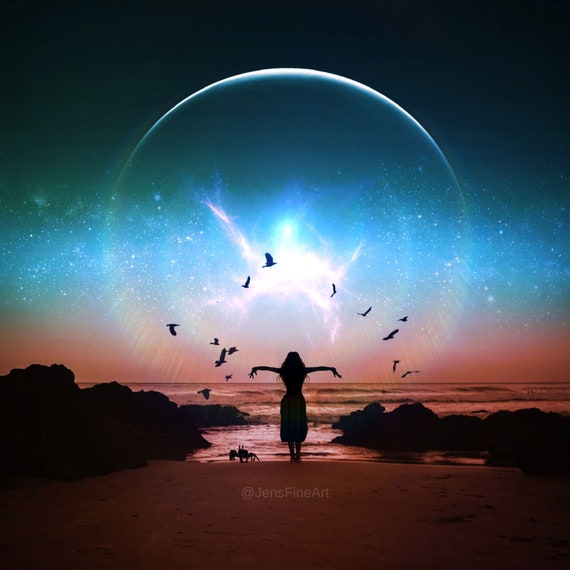 Cancer New Moon PRINT - Super Moon Photo, Surreal Landscape Fine