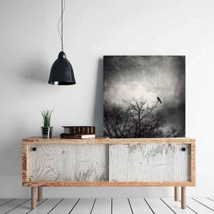 Any square photo Canvas Gallery Wrap, Wall Fine Art, gothic art Canvas Print, canvas, home decor, photograph, halloween witch forest moon image 8