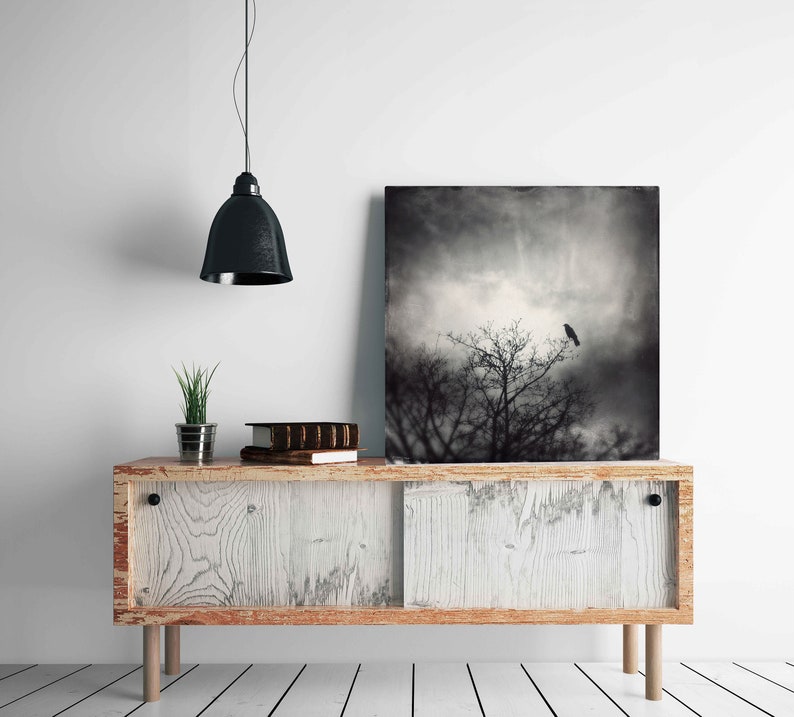 Any square photo Canvas Gallery Wrap, Wall Fine Art, gothic art Canvas Print, canvas, home decor, photograph, halloween witch forest moon image 8