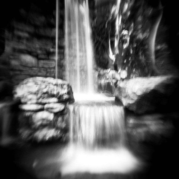 Waterfall photo PRINT photography black and white, landscape, home decor, holga, water, abstract, nature, surreal, photo, dreamy, zen, art