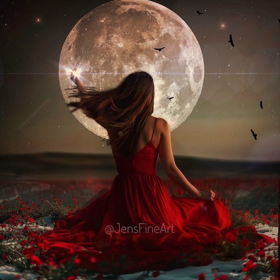 Virgo Woman PRINT - Full Moon Photo Virgo, Surreal Landscape Fine