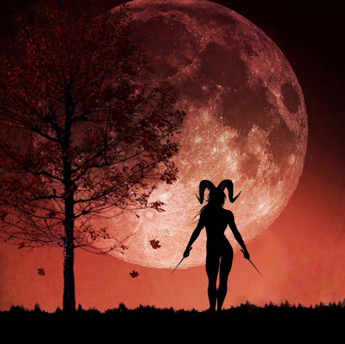 Aries Warrior PRINT Full Moon Photo Goddess Surreal Gothic Etsy