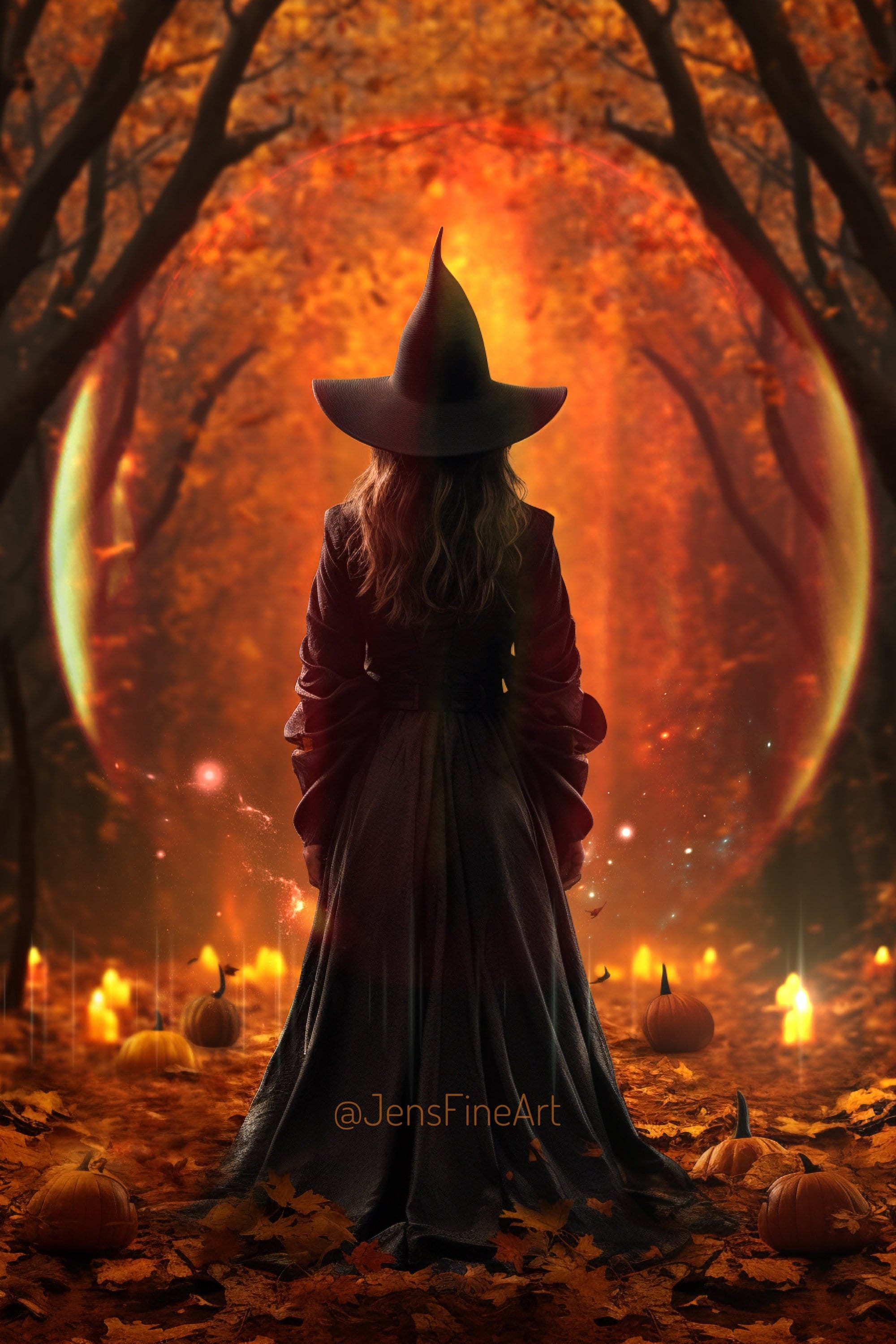 Trick or Treat PRINT - Witch Photo Forest Goddess Autumn Spell