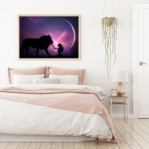 Brave Heart PRINT Leo New Moon photo lion spirit animal wall art home woman dark moon supermoon astrology witch zodiac pink magic image 6