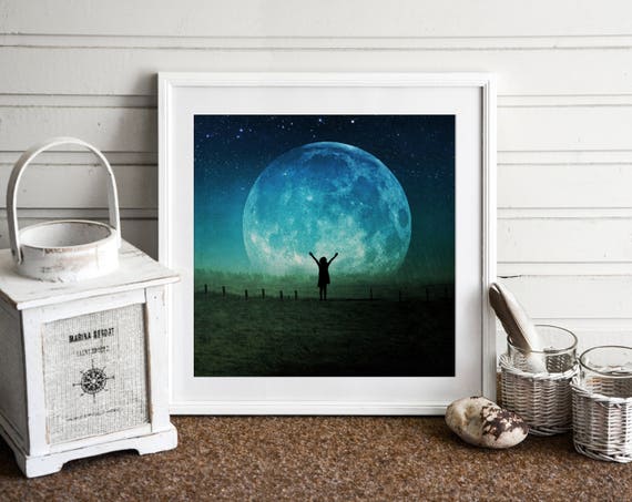 Buy Once in a Blue Moon PRINT - Full Super Moon Photo, Surreal