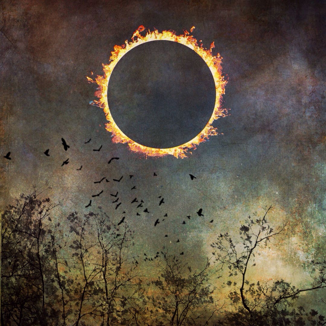Totality PRINT - Solar Eclipse Dramatic Sky Photo, Aries Art Decor