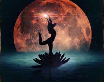 The Great Release PRINT - full super moon eclipse art photo scorpio zodiac surreal blood moon landscape supermoon astrology woman witch star