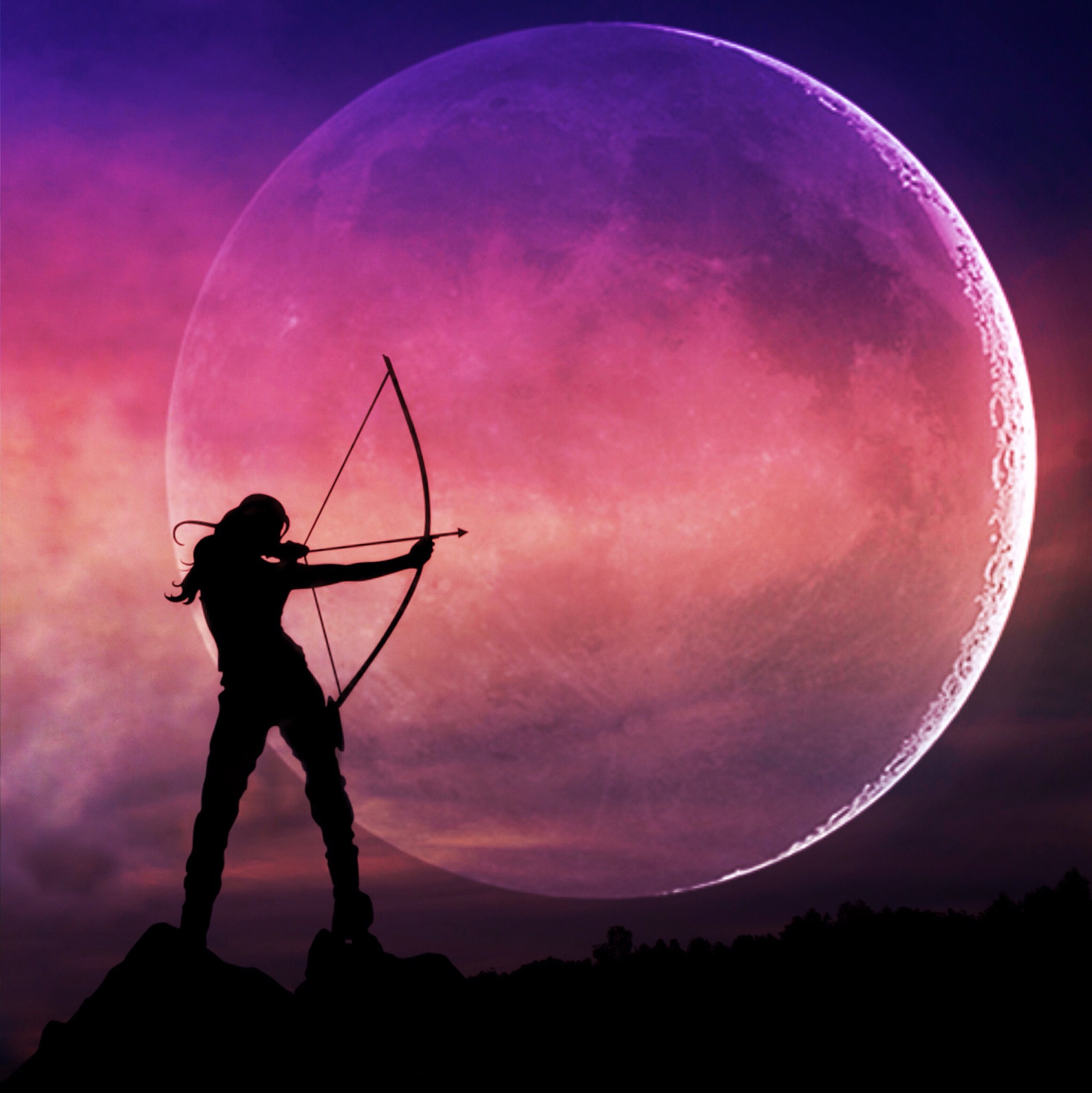 Sagittarius Woman PRINT Full Super Moon Eclipse Art Photo Etsy Canada