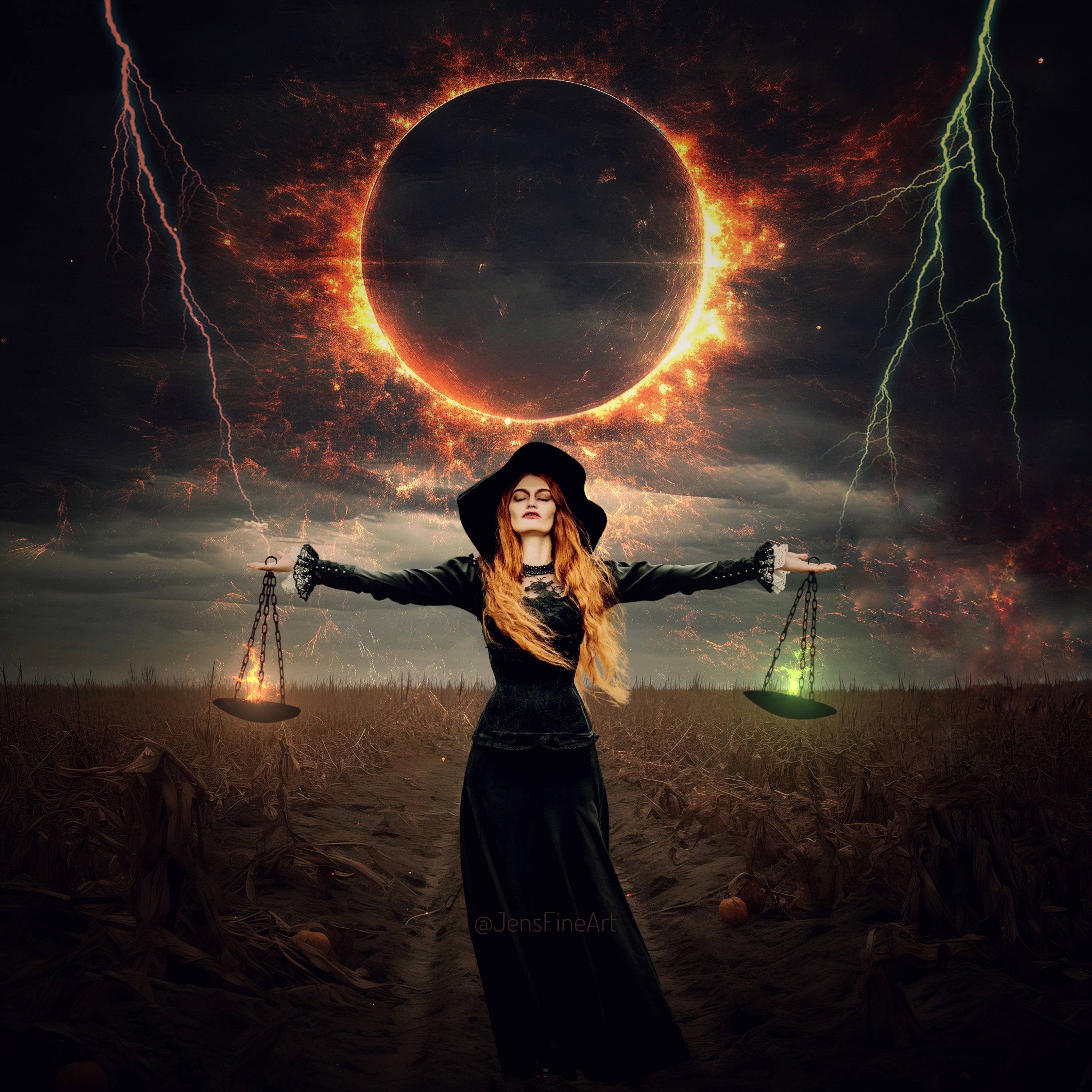 Cosmic Justice PRINT - Solar Eclipse Libra Dark Moon Photo, New