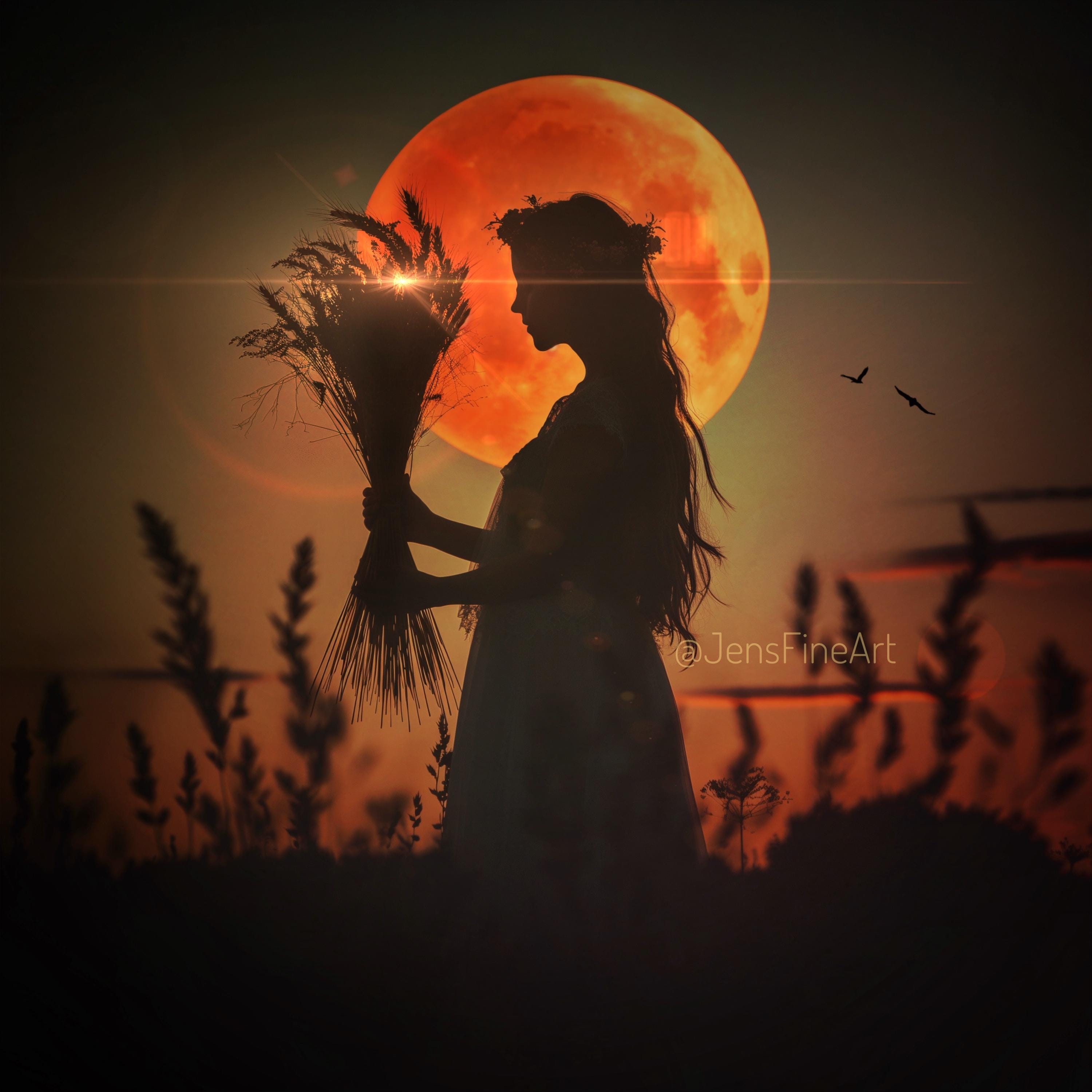 The Maiden's Blessing PRINT - Virgo Moon Photo, Harvest Moon