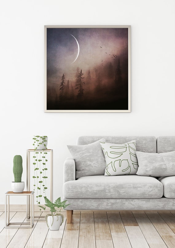 Cosmic Echoes PRINT - New Moon Photo, Cancer Surreal Landscape