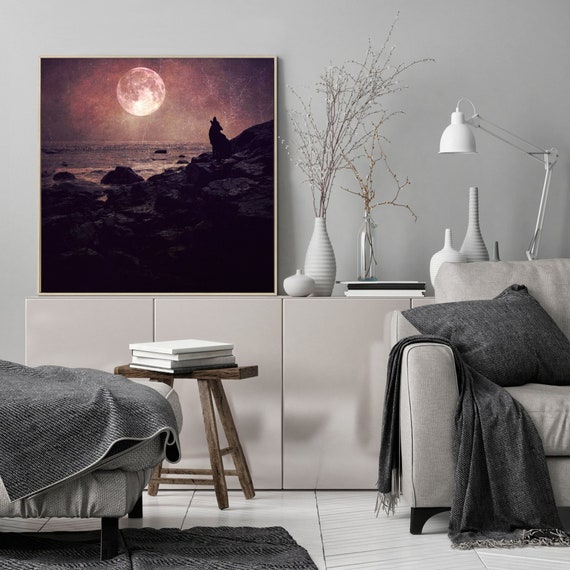 Full Wolf Moon PRINT Fine Art Photo Howling Landscape Photography