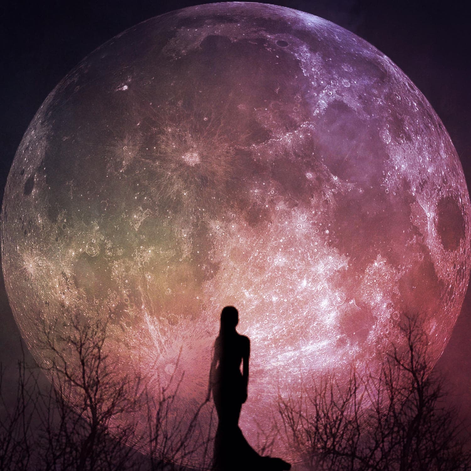 Goddess Moon PRINT - Full Moon Fine Art Photo Woman