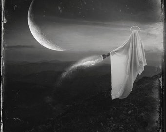 Vessel of the Stars PRINT - Aquarius Moon photo, surreal landscape fine art witch woman goddess ghost spirit astrology dark goth halloween