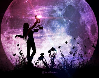 激安通販の Libra Landscape Surreal Photo, Moon Super - PRINT Moon Full その他
