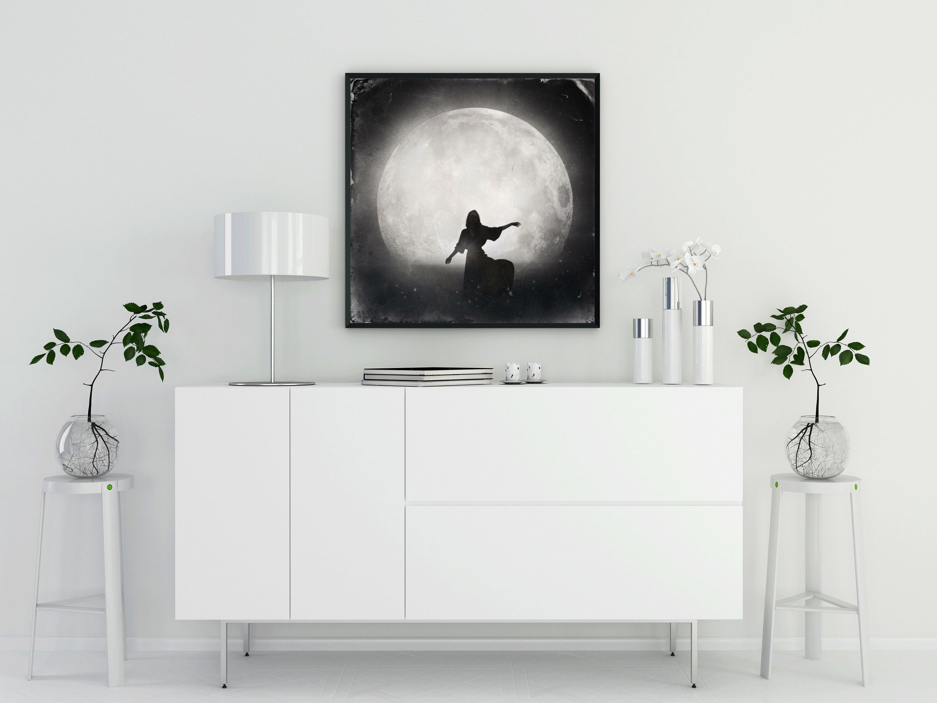Lady of the Silver Moon PRINT - Full Moon Photo Goddess Surreal