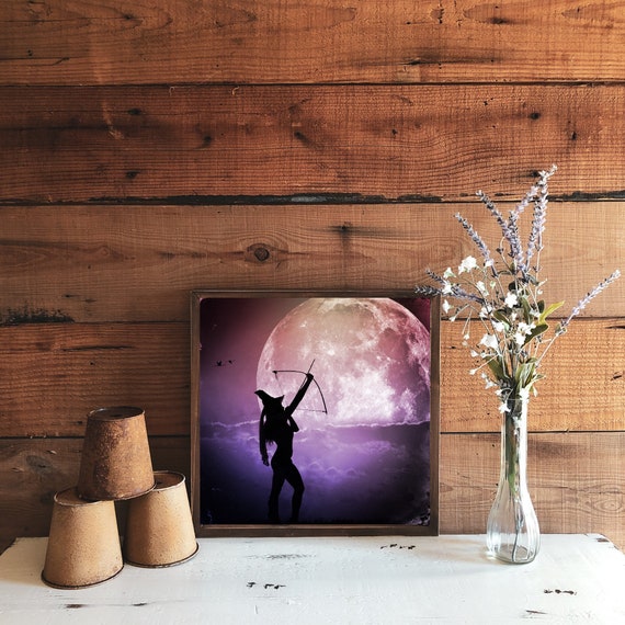 Magical Aim PRINT - Full Moon Photo Surreal Landscape Witch Archer