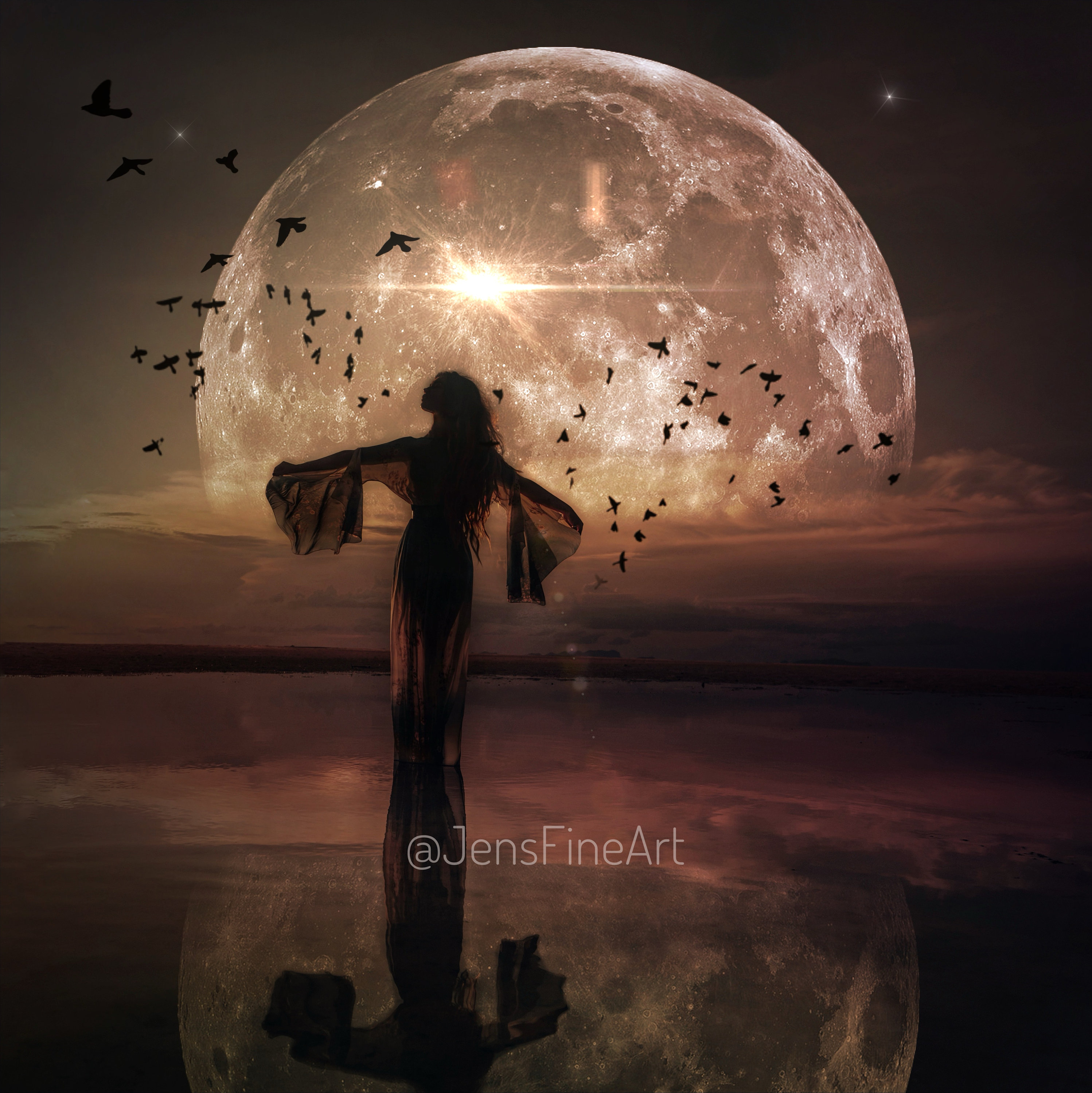 Taking Flight PRINT - Scorpio Full Moon Art Photo, Zodiac