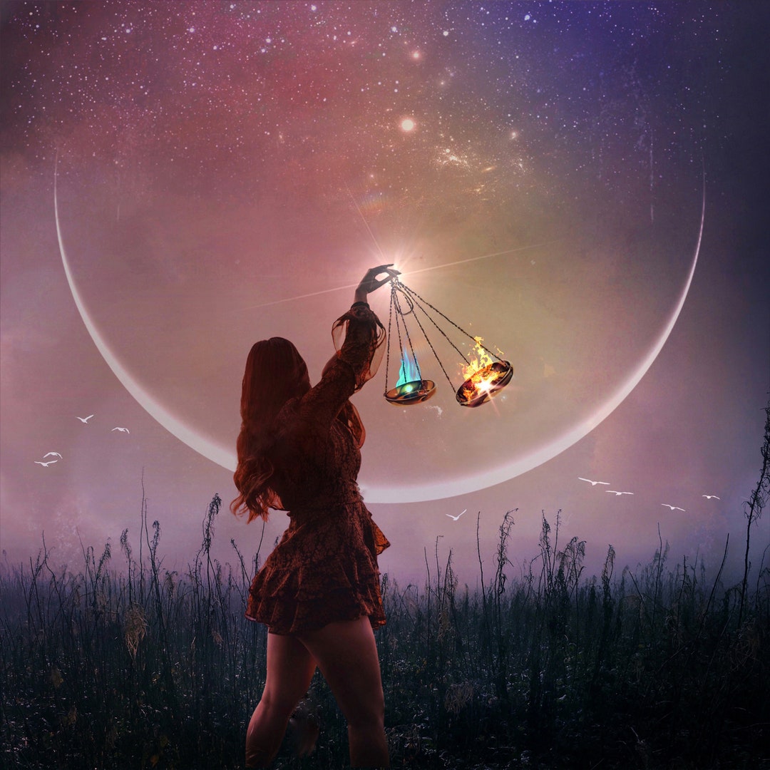 Flames of Justice PRINT - Libra New Moon Photo Surreal Warrior