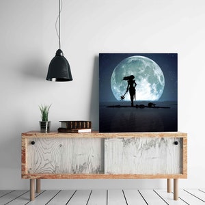 Cancer Full Moon PRINT super moon photo, surreal landscape fine art home decor night sky girl woman warrior ocean astrology zodiac crab image 6