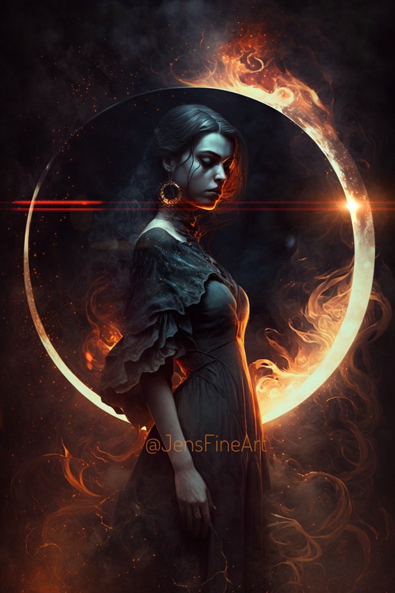 Eclipse of Fire PRINT - Dark Moon Photo, Solar Surreal Gothic