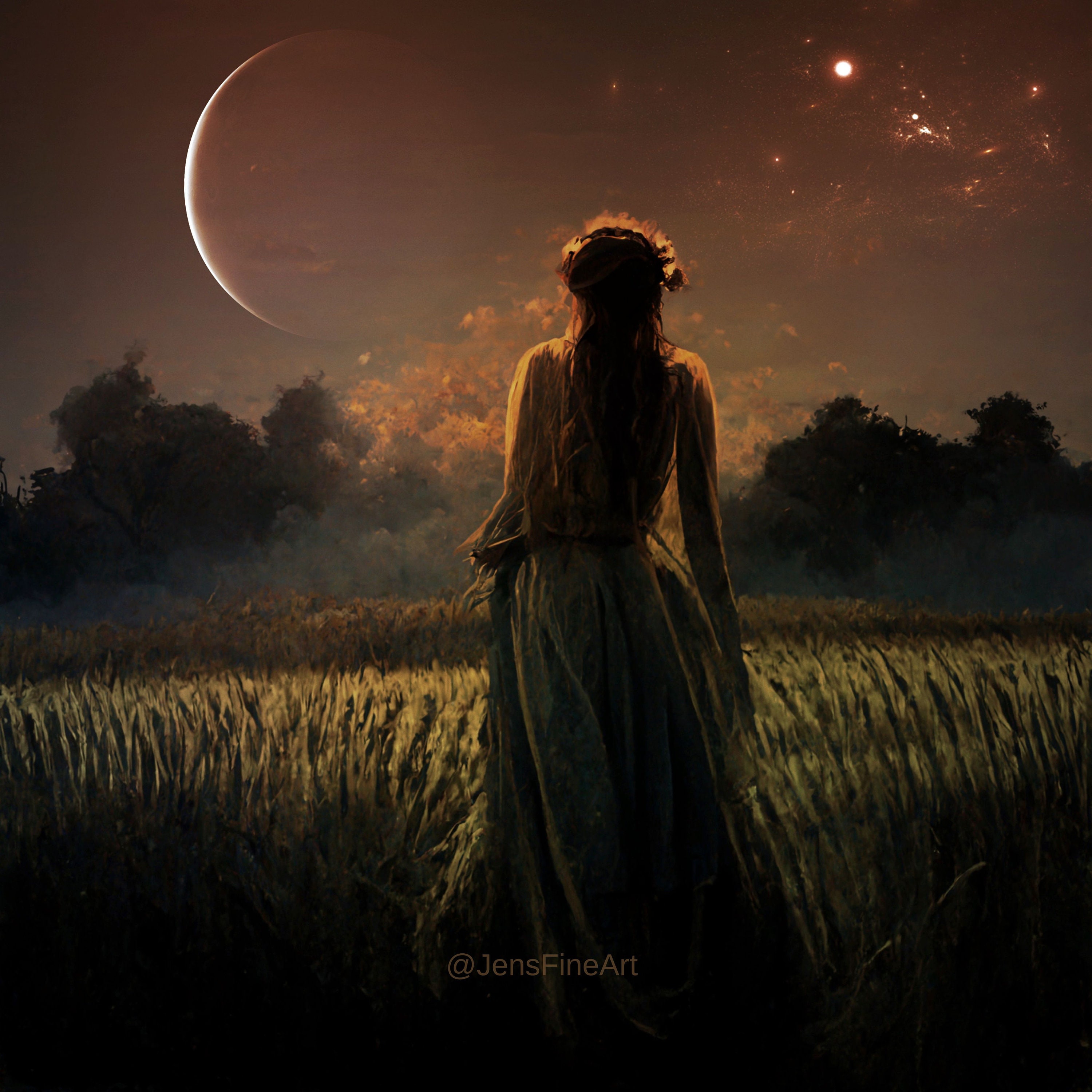 Virgo Moon PRINT - New Moon Photo Virgo Harvest Maiden Surreal