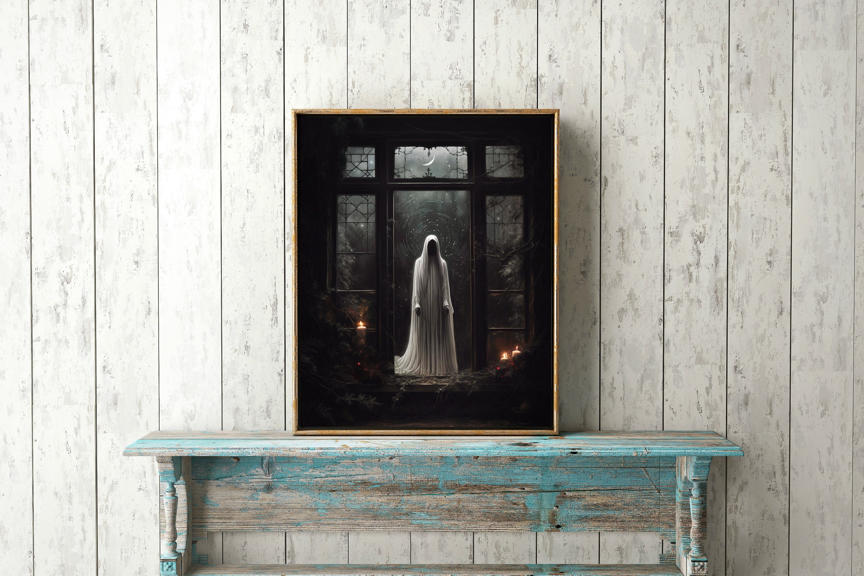 YFCLDPH Poster Gotico Fantasma Nella Foresta – Stampa Su Tela Vintage, Decorazione Da Parete Per Soggiorno E Camera Da Letto