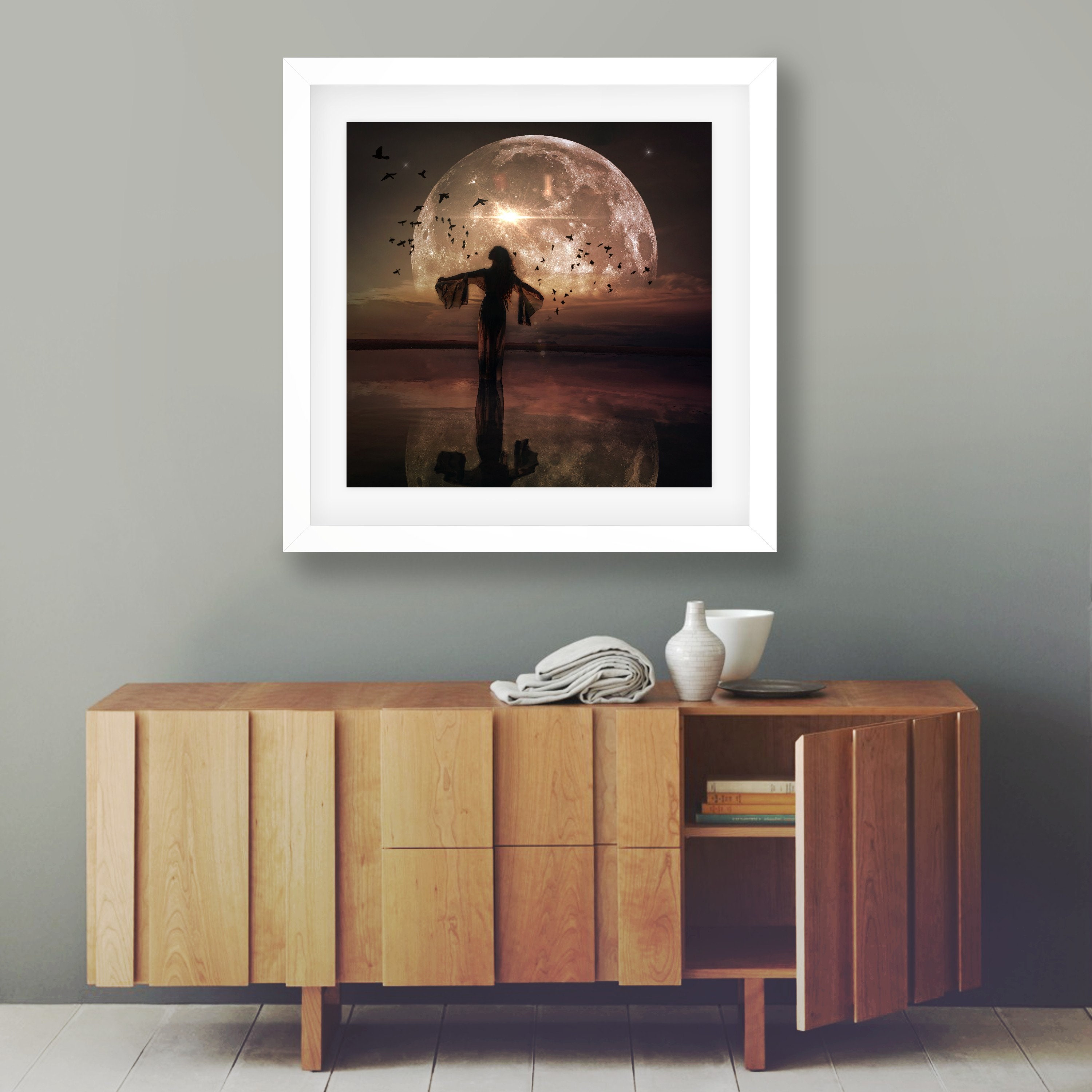 Taking Flight PRINT - Scorpio Full Moon Art Photo, Zodiac Birds
