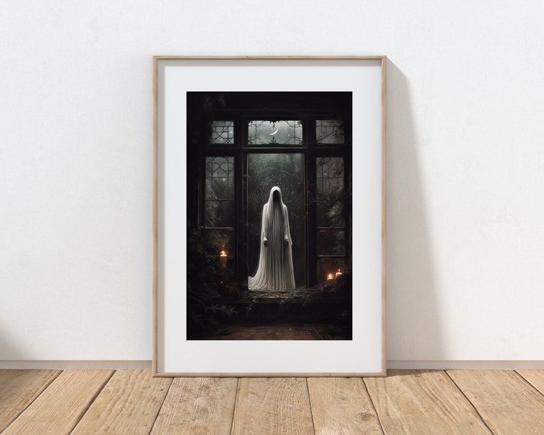 Ghost of Christmas Past PRINT Victorian wall art, Dark Academia Print, Gothic Yule, Dark Decor Aesthetic, Spooky creepy haunting candles image 5