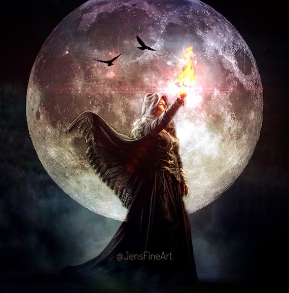 Beacon of the Night PRINT - Full Moon Photo Sagittarius Goddess