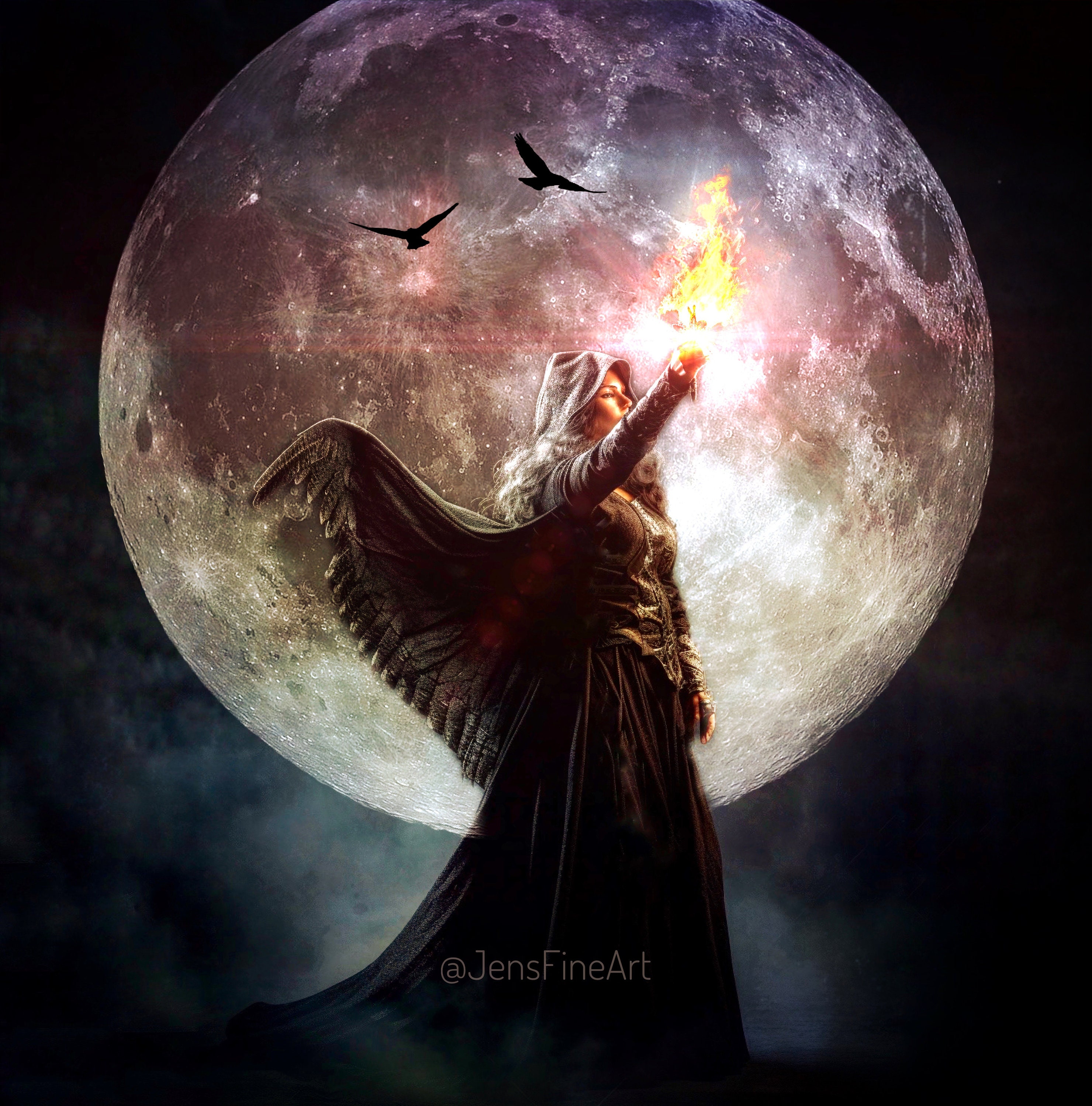 Beacon of the Night PRINT - Full Moon Photo Sagittarius Goddess