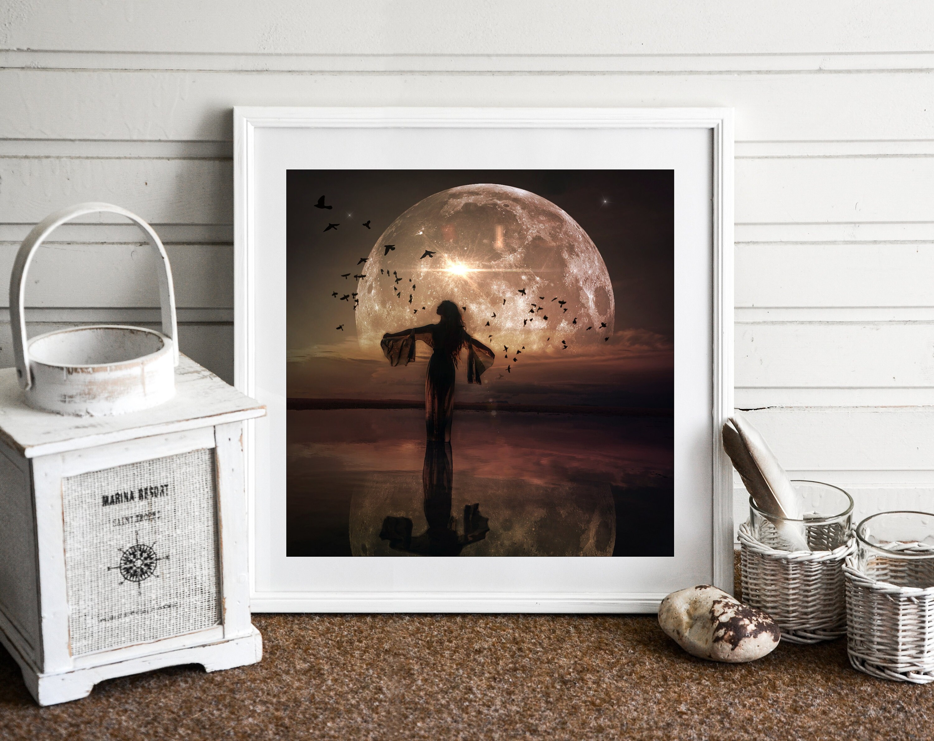 Taking Flight PRINT - Scorpio Full Moon Art Photo, Zodiac Birds