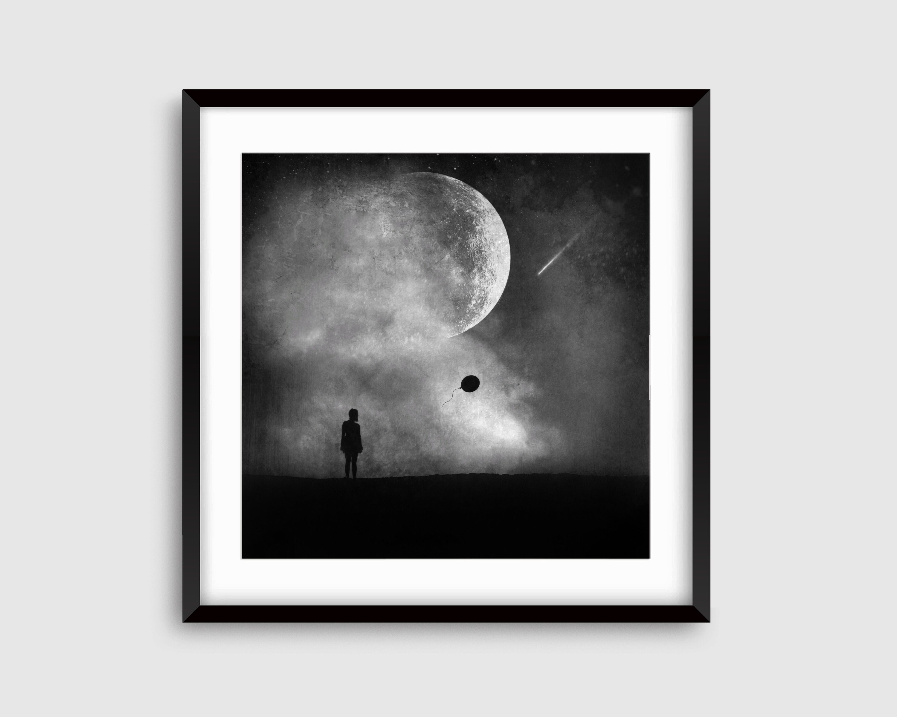 Letting Go PRINT - Moon Photo Woman Surreal Landscape Supermoon