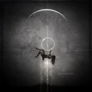 Spirit Weaver PRINT - New moon photo crescent pisces air magic magick astrology pagan woman floating witch dark goth gothic spell