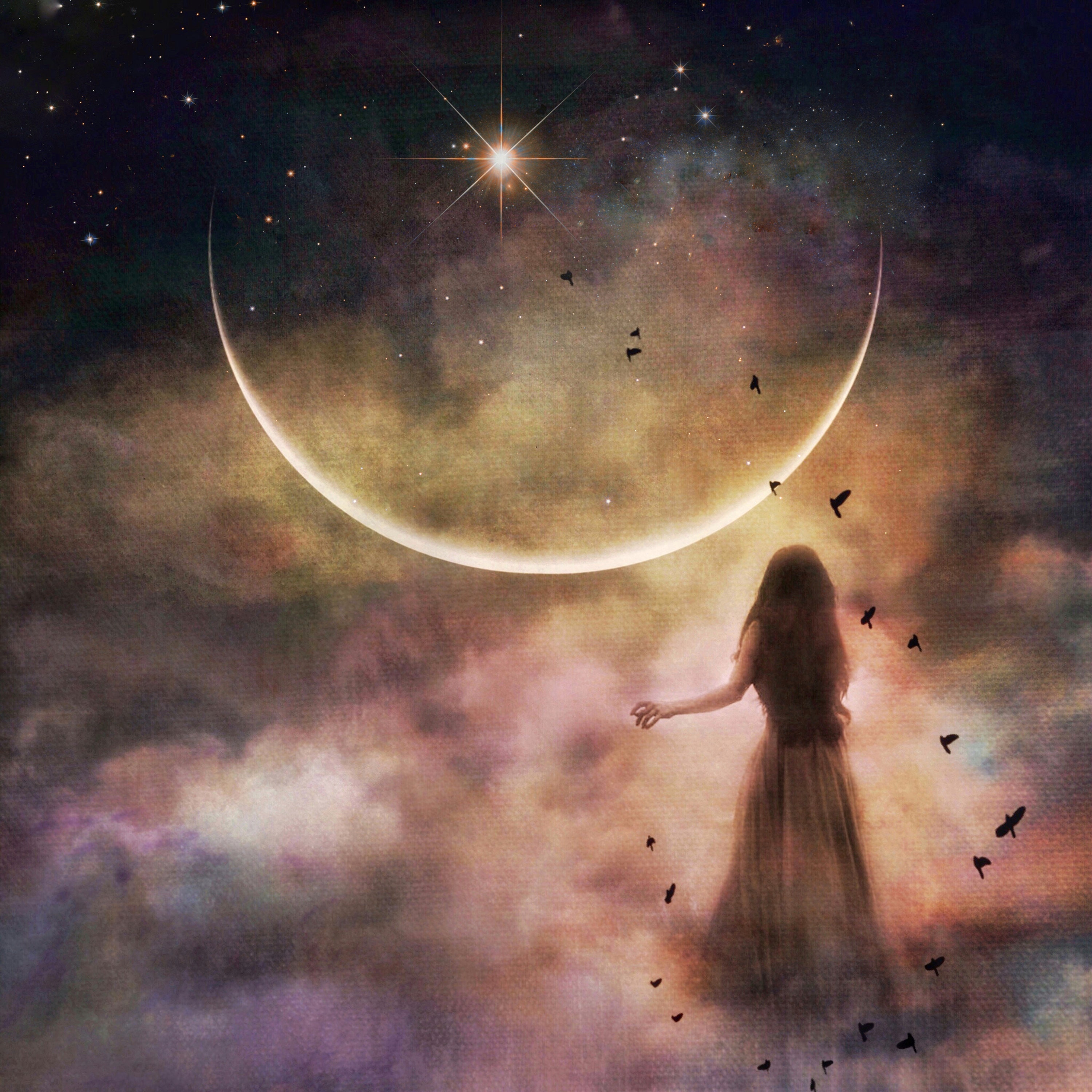 「MOON.」CLARITY ART Crescent Moon Art Print Art Nouveau Art Deco Decor Wall Art