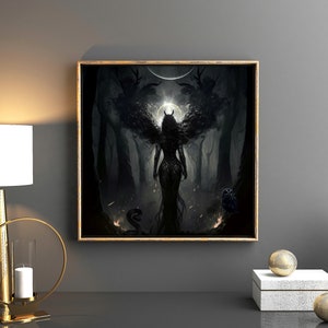 Lilith PRINT Dark goddess witch demon new moon feminine gothic art woman mood haunting halloween spells witchy pagan deity image 5