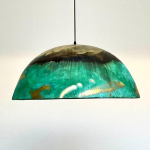 Copper Patina Pendant Light: Oxidized Kitchen Island Lighting