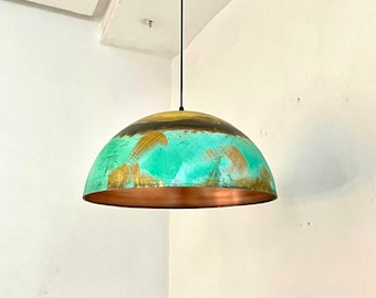 Oxidized pendant Copper Patina Light,Copper Patina Lamp, Hanging Pendant Lighting, Kitchen Island Lighting, Ceiling Light Fixture.