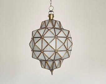 Milky glass light , Moroccan lamp , Moroccan lantern , Moroccan pendant light , Moroccan light