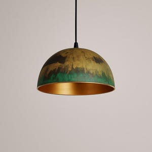 Oxidized Dome Copper Pendant Light - Hand Carved Copper Kitchen Island Lighting - Copper Industrial Lamp - Art deco Copper light fixture