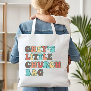 Sac fourre-tout personnalisé de style rétro pour enfants, fournitures d'école du dimanche pour église, sac à main en toile de coton, cartable, cadeau pour enfant chrétien