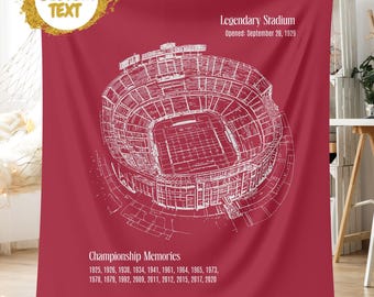 Personalized Blanket for Alabama Sports Fans – Custom Stadium Throw, Game Day Crimson Blanket, Plush Gift for Football Lovers
