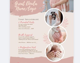 Pagina del pacchetto di servizi Doula - Personalizzabile