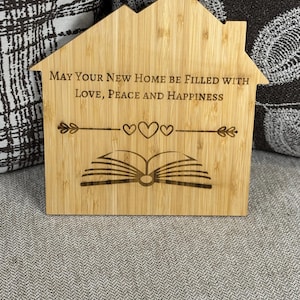 Engraved House Shaped Cutting Board, New Home, Housewarming Gift, First Home Gift. Relator Gift, Closing Gift, Kitchen Decor Gift