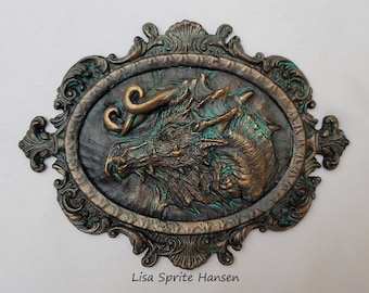 Dragon Wall Hanging Bronze Victorian Style Cameo Resin Casting