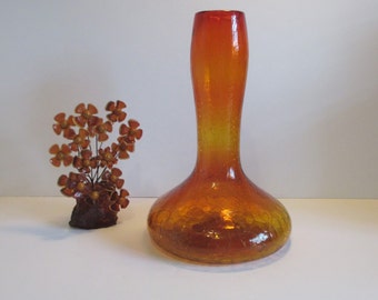 Vintage Blenko Glass, Mid Century Vase #5712 in Tangerine - Vintage - FREE SHIPPING