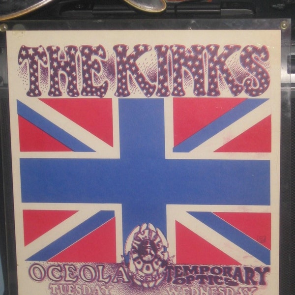 Rare Vintage 1970 The Kinks Family Dog Concert  Art Poster - RESERVED for Theo Denner