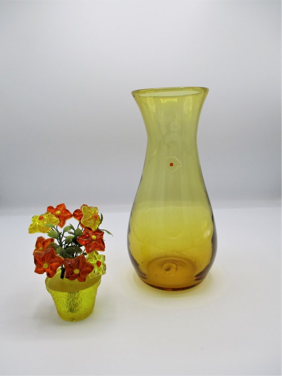 Blenko Glass Vase 9813 In Topaz With Original Label - Blenko Glass Vase Blenko Glass Vase 9813 In Topaz With Original Label - Blenko Glass Vase