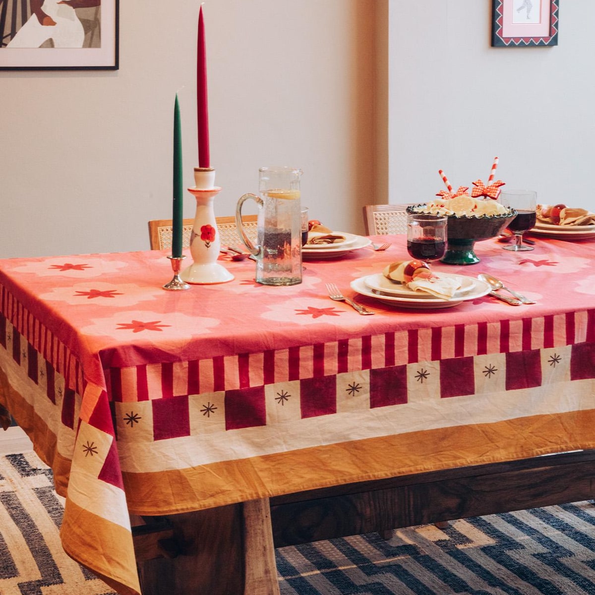 The Dusty Rose and Stars Tablecloth - Etsy